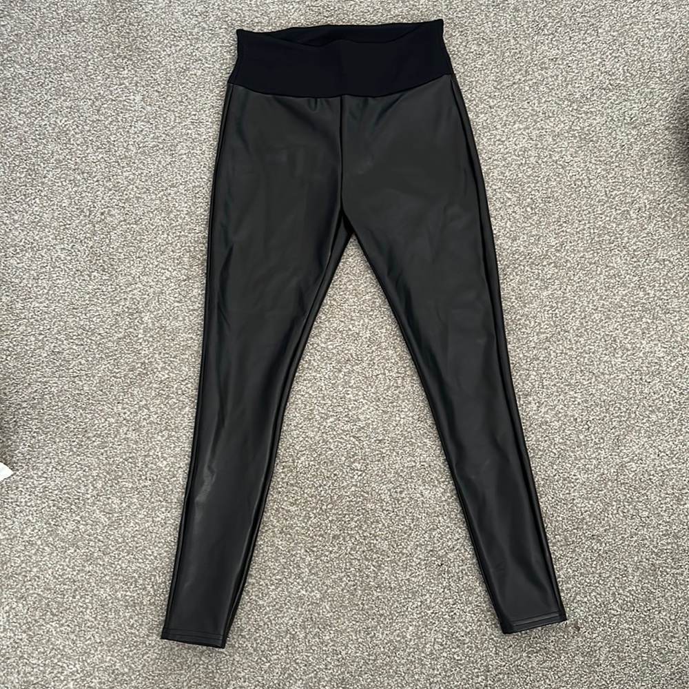 Assets by Spanx Faux Leather Leggings- Large